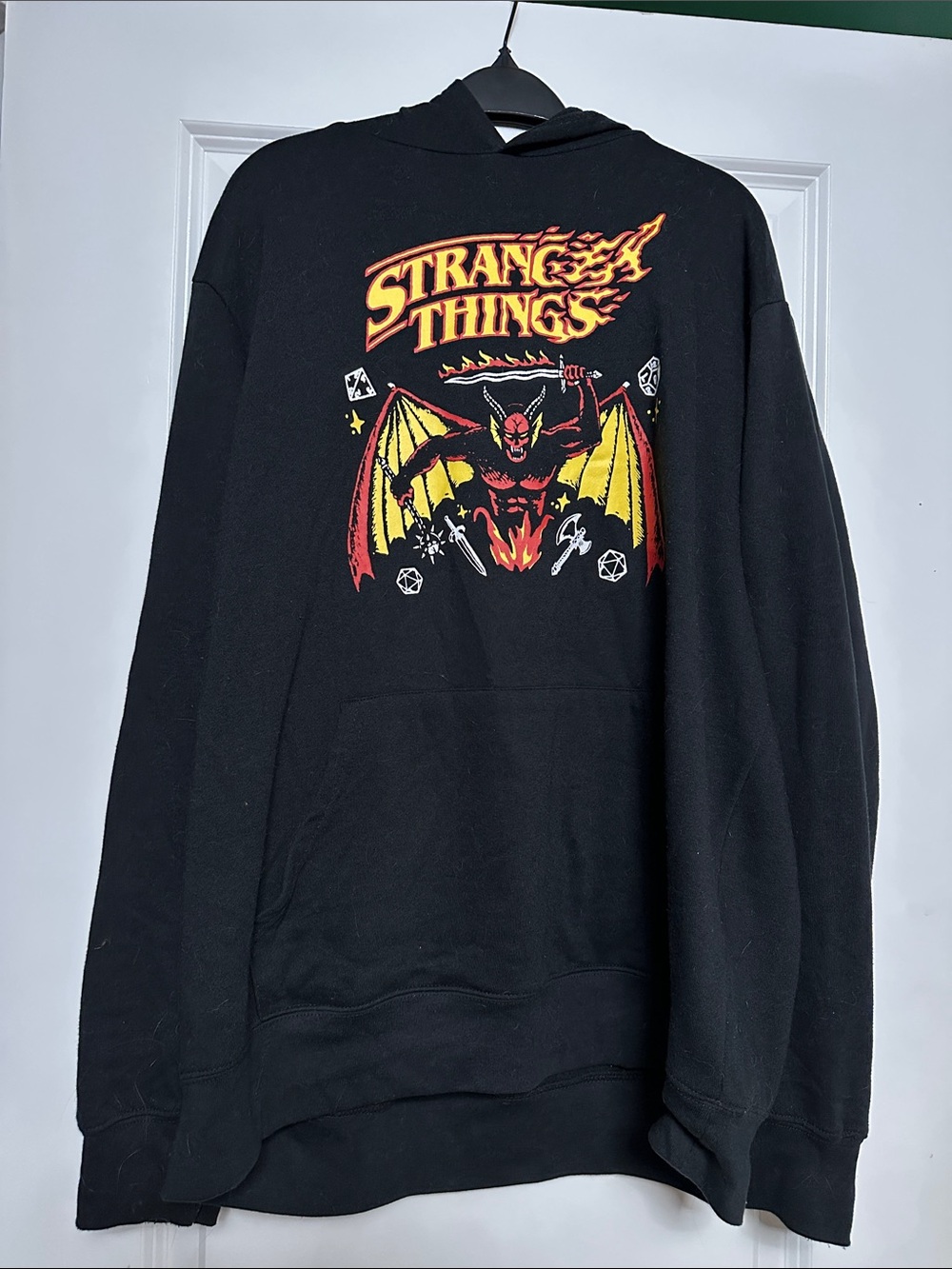 Strange Things Black Graphic Hoodie - Bold Demon Design